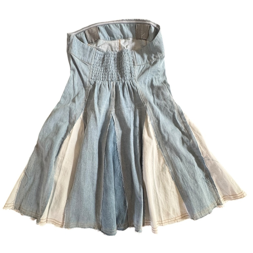 Pilcro Strapless Blue and Cream Dress - Picture 5 of 14